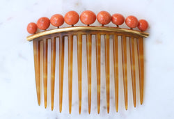 Peigne à Cheveux Ancien Corail Or Jaune - Castafiore