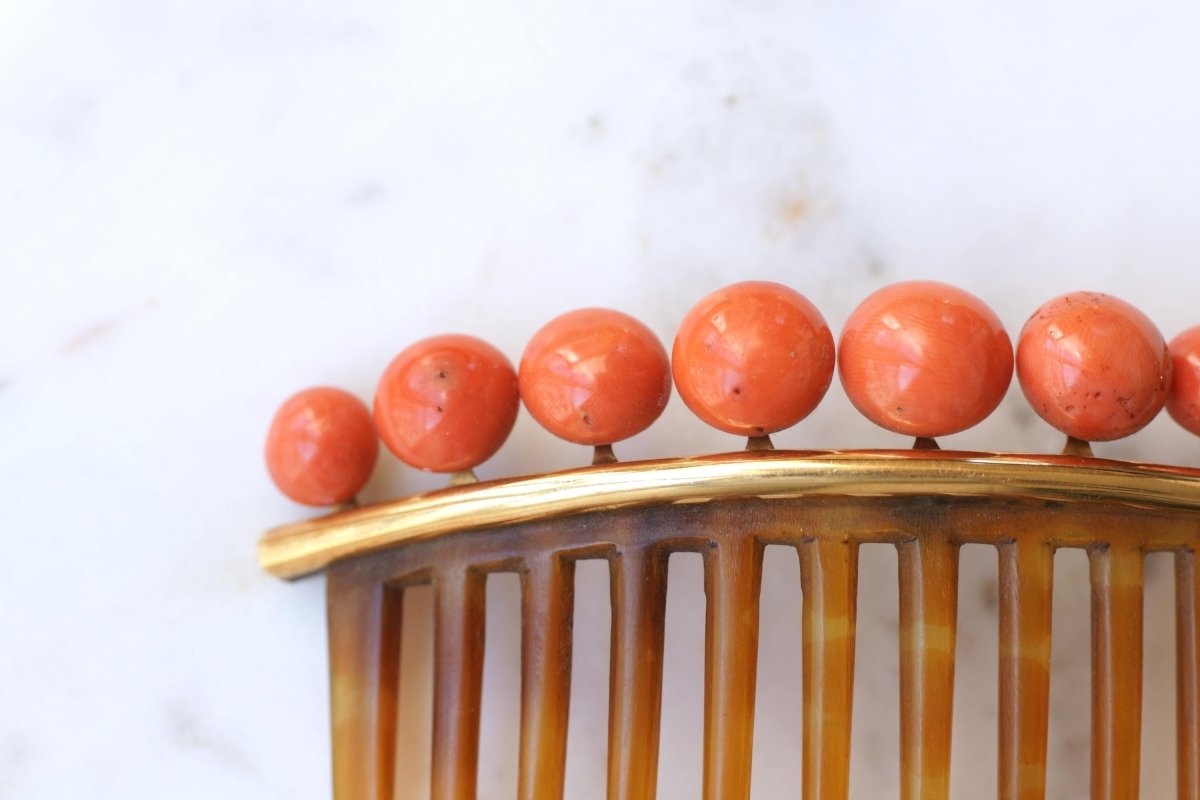 Peigne à Cheveux Ancien Corail Or Jaune - Castafiore