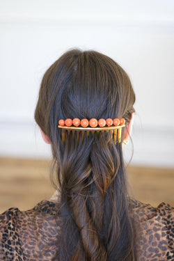 Peigne à Cheveux Ancien Corail Or Jaune - Castafiore