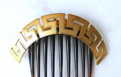 Peigne Ancien Méandre Grec Or Jaune et Ecaille - Castafiore