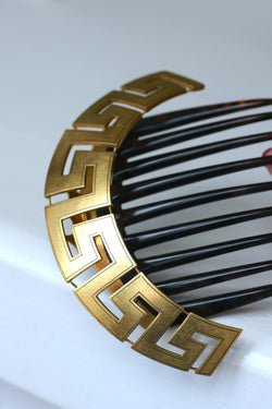 Peigne Ancien Méandre Grec Or Jaune et Ecaille - Castafiore