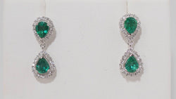 Pendants d'Oreille En Or Blanc, Emeraudes Et Diamants - Castafiore
