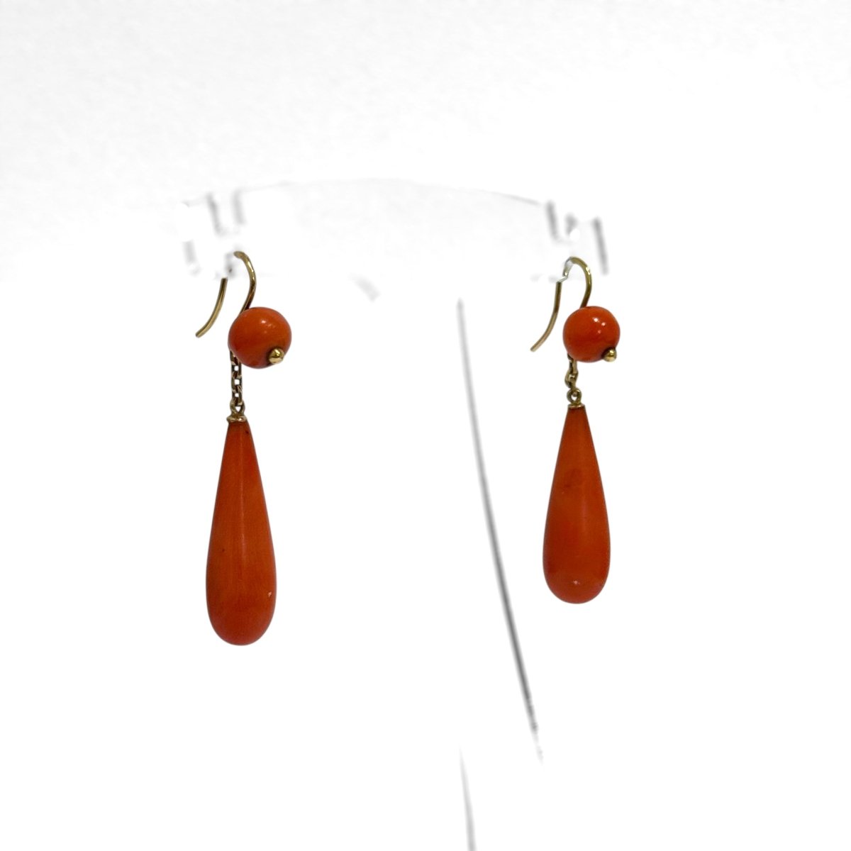 Pendants d'oreilles corail goutte - Castafiore