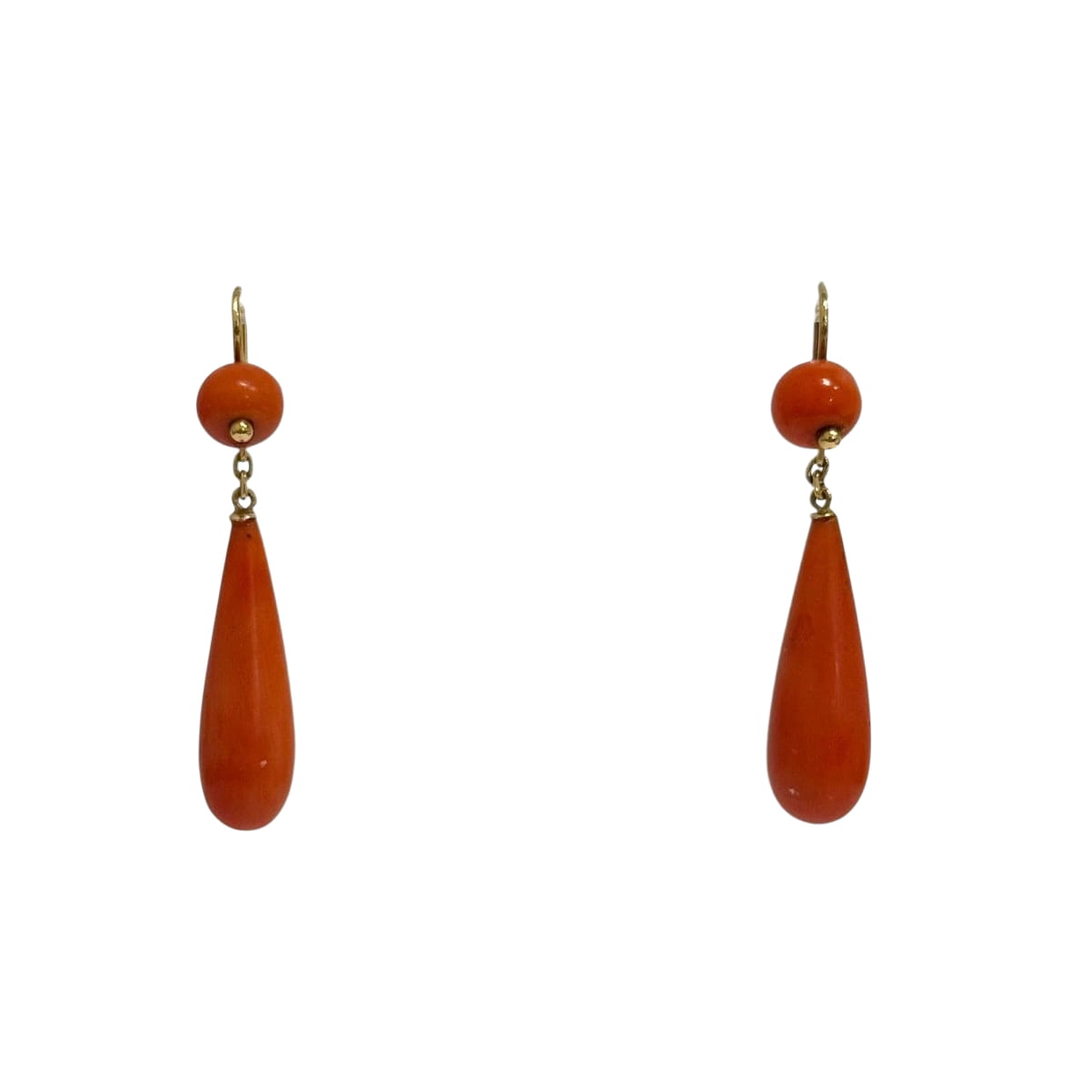 Pendants d'oreilles corail goutte - Castafiore