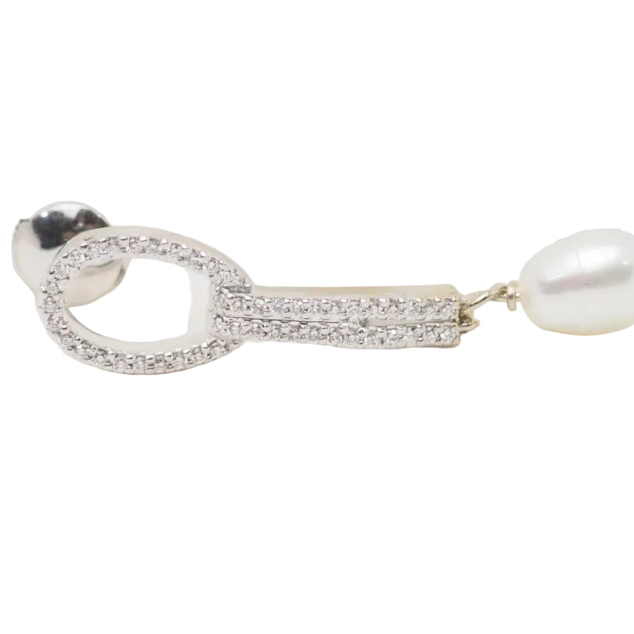 Pendants d'oreilles en or blanc, diamants et perles de culture - Castafiore