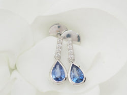 Pendants d'oreilles en or blanc, saphirs et diamants - Castafiore