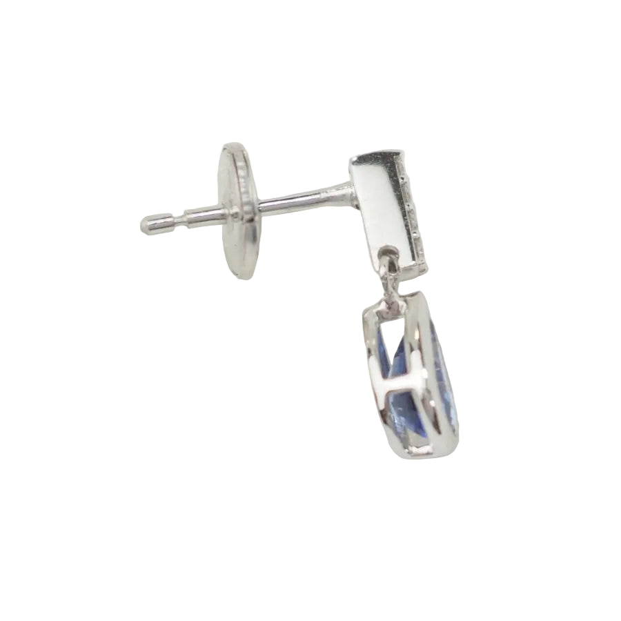 Pendants d'oreilles en or blanc, saphirs et diamants - Castafiore