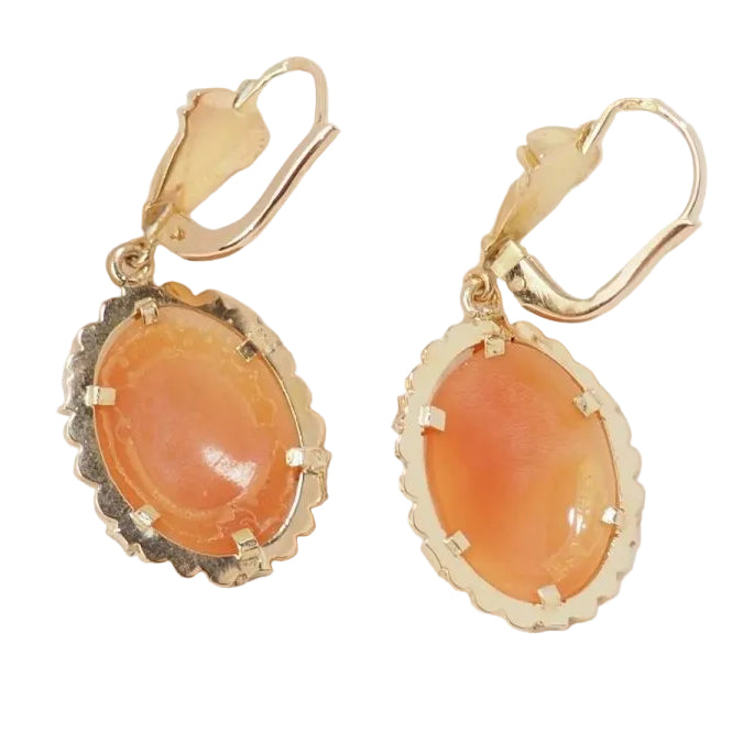 Pendants d'oreilles en or jaune et camée - Castafiore