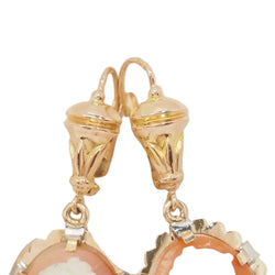 Pendants d'oreilles en or jaune et camée - Castafiore