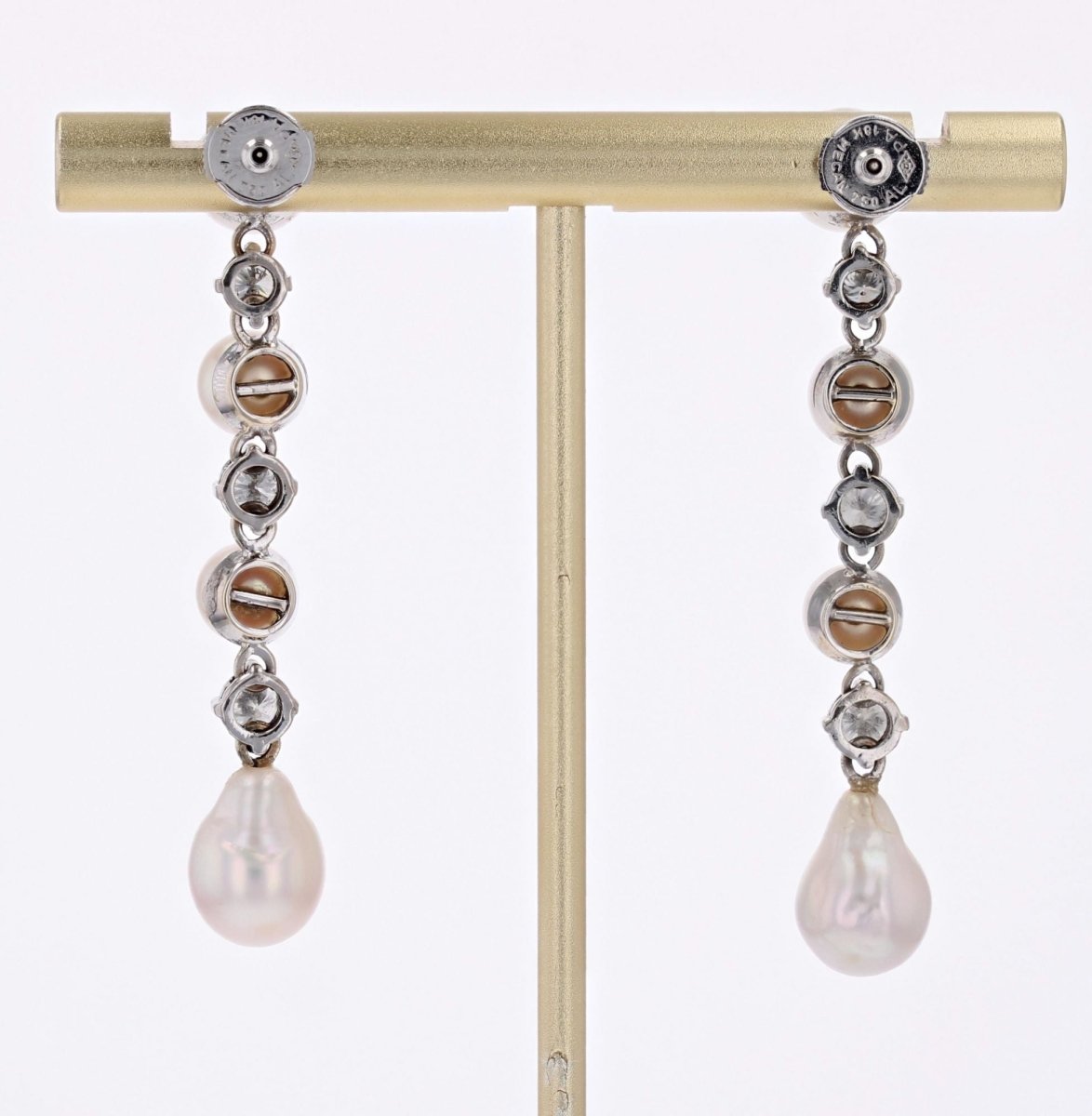 Pendants d'oreilles perles de culture et diamants - Castafiore