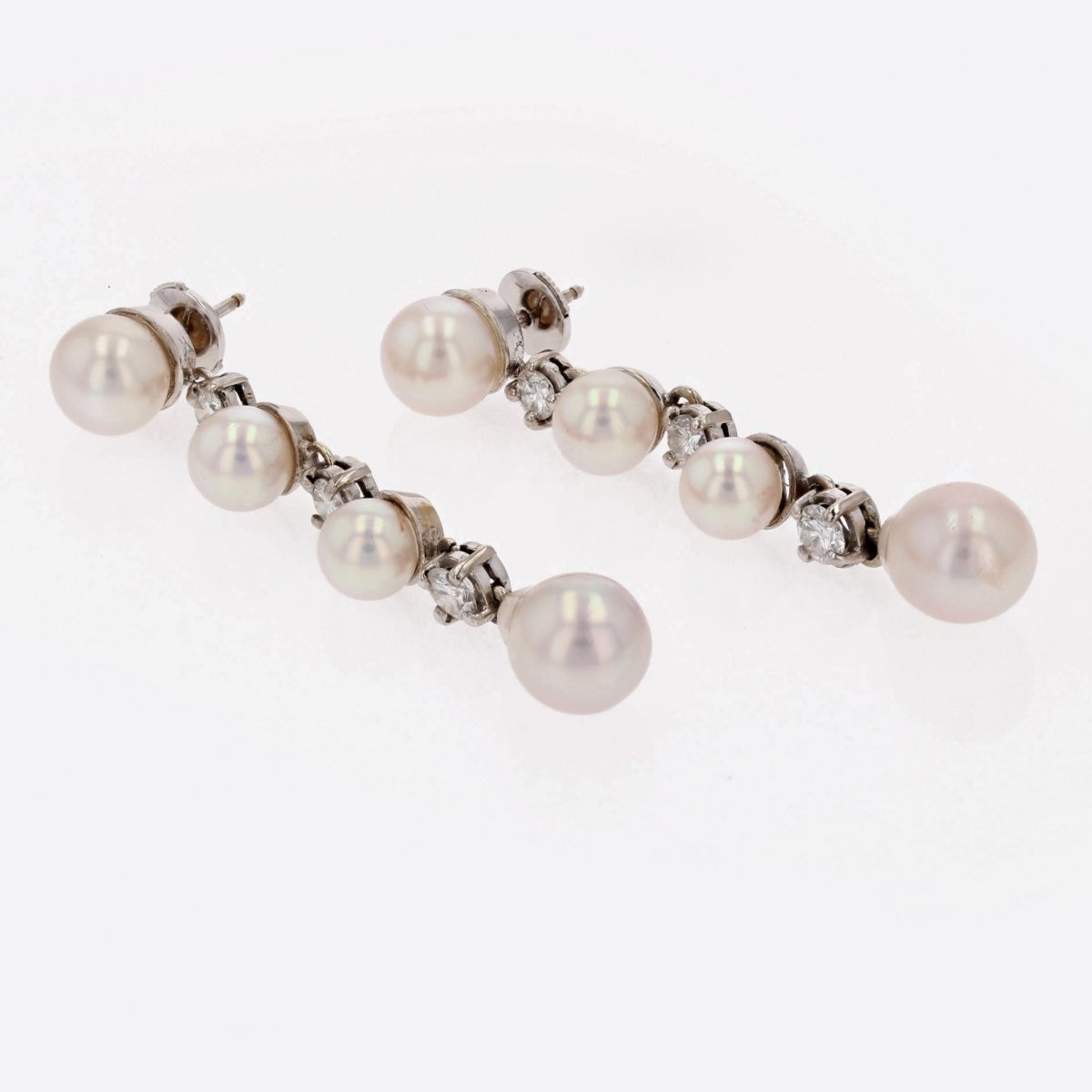 Pendants d'oreilles perles de culture et diamants - Castafiore