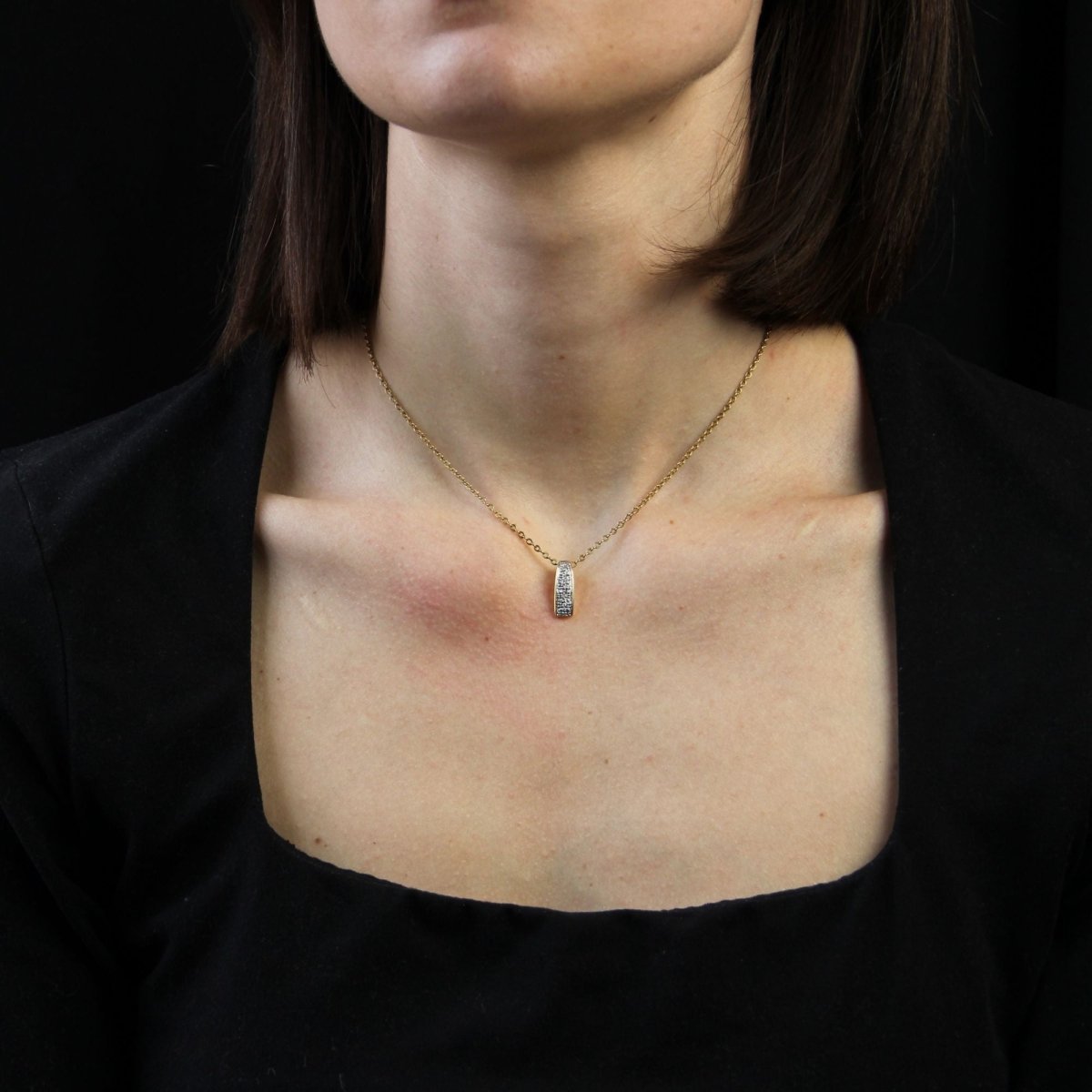 Pendentif 2 ors en or jaune et or blanc avec diamants - Castafiore