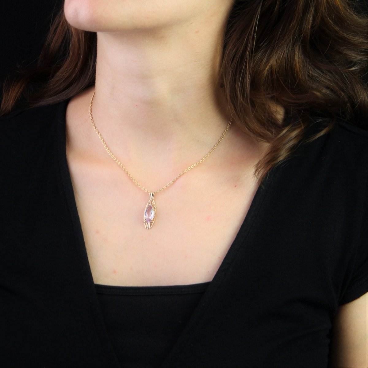 Pendentif ajouré en or jaune et améthyste - Castafiore