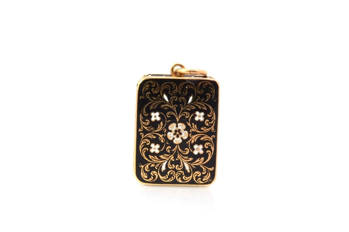 Pendentif ancien 19e en or et émail - Castafiore