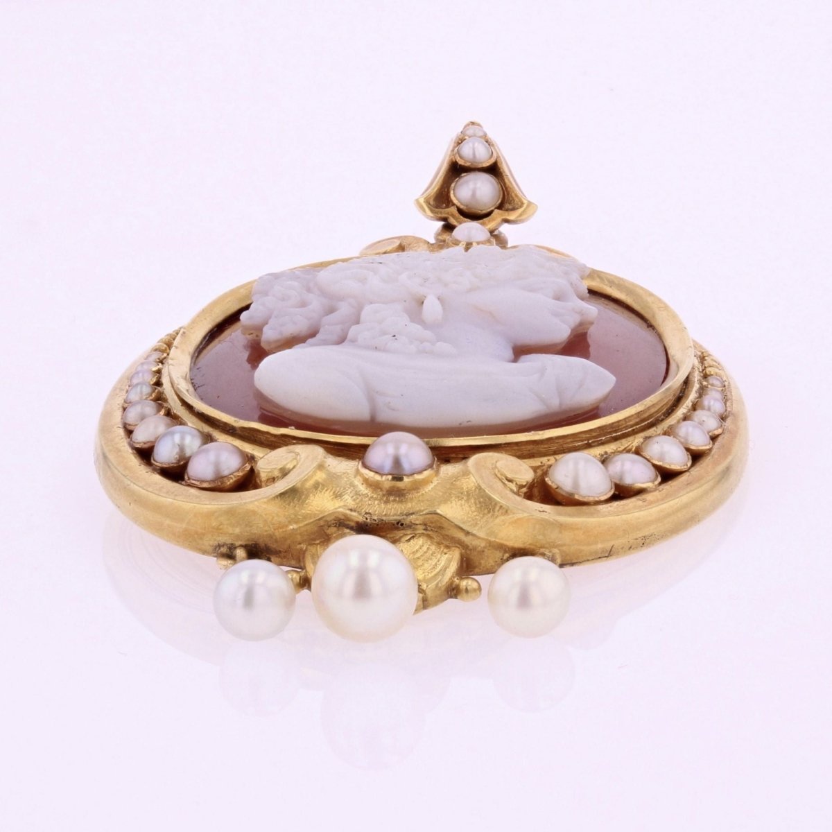 Pendentif ancien Camée et Perles fines - Castafiore