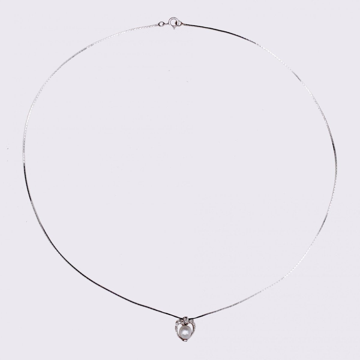 Pendentif ANCIEN Chaine maille géométrique en or blanc et platine - Castafiore