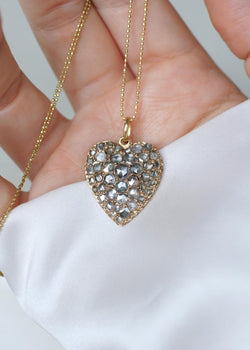 Pendentif ANCIEN Cœur en or rose et diamants - Castafiore