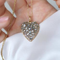 Pendentif ANCIEN Cœur en or rose et diamants - Castafiore