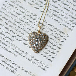 Pendentif ANCIEN Cœur en or rose et diamants - Castafiore