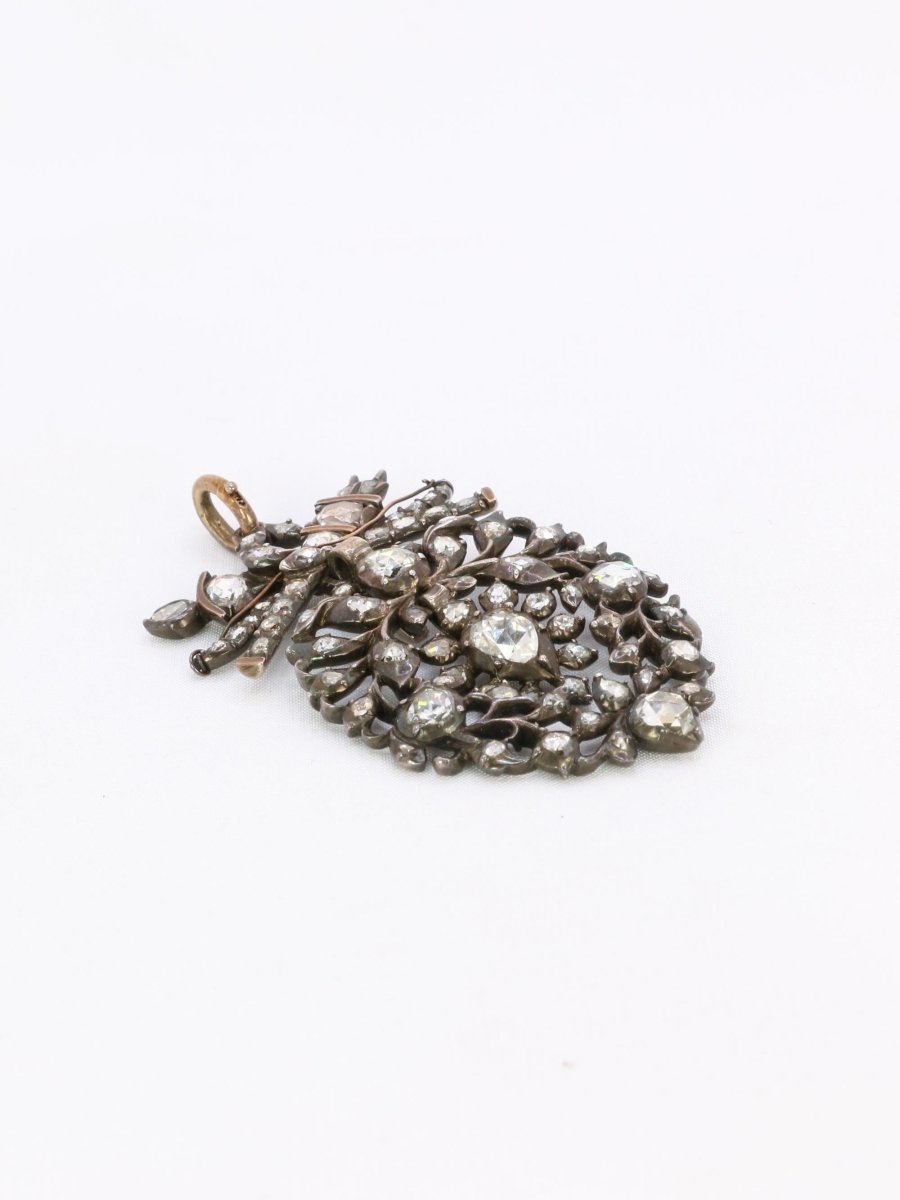Pendentif ancien cœur flamand diamants taille rose - Castafiore