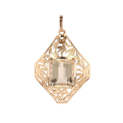 Pendentif ANCIEN Décor floral en or rose et citrine - Castafiore