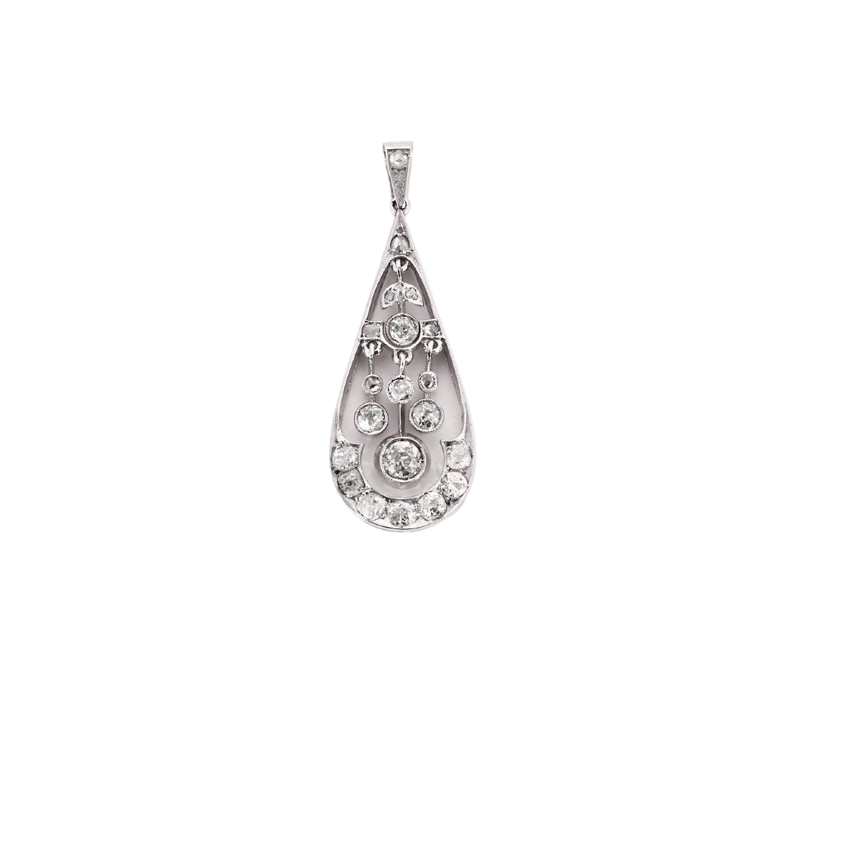 Pendentif Ancien en or blanc et diamants - Castafiore