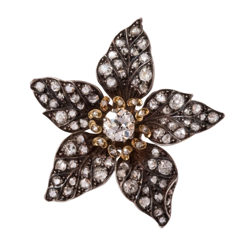 Pendentif ancien fleur diamants - Castafiore