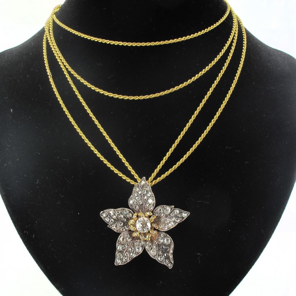 Pendentif ancien fleur diamants - Castafiore
