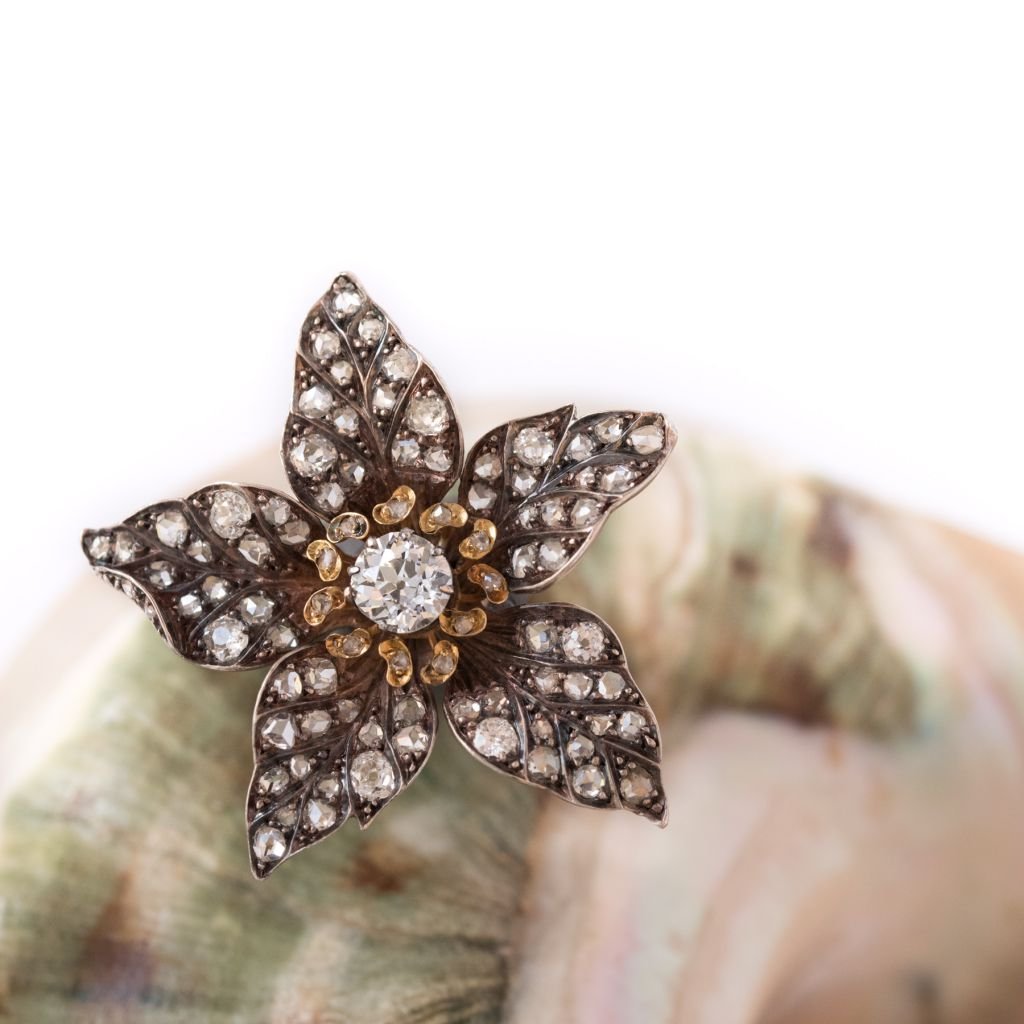 Pendentif ancien fleur diamants - Castafiore