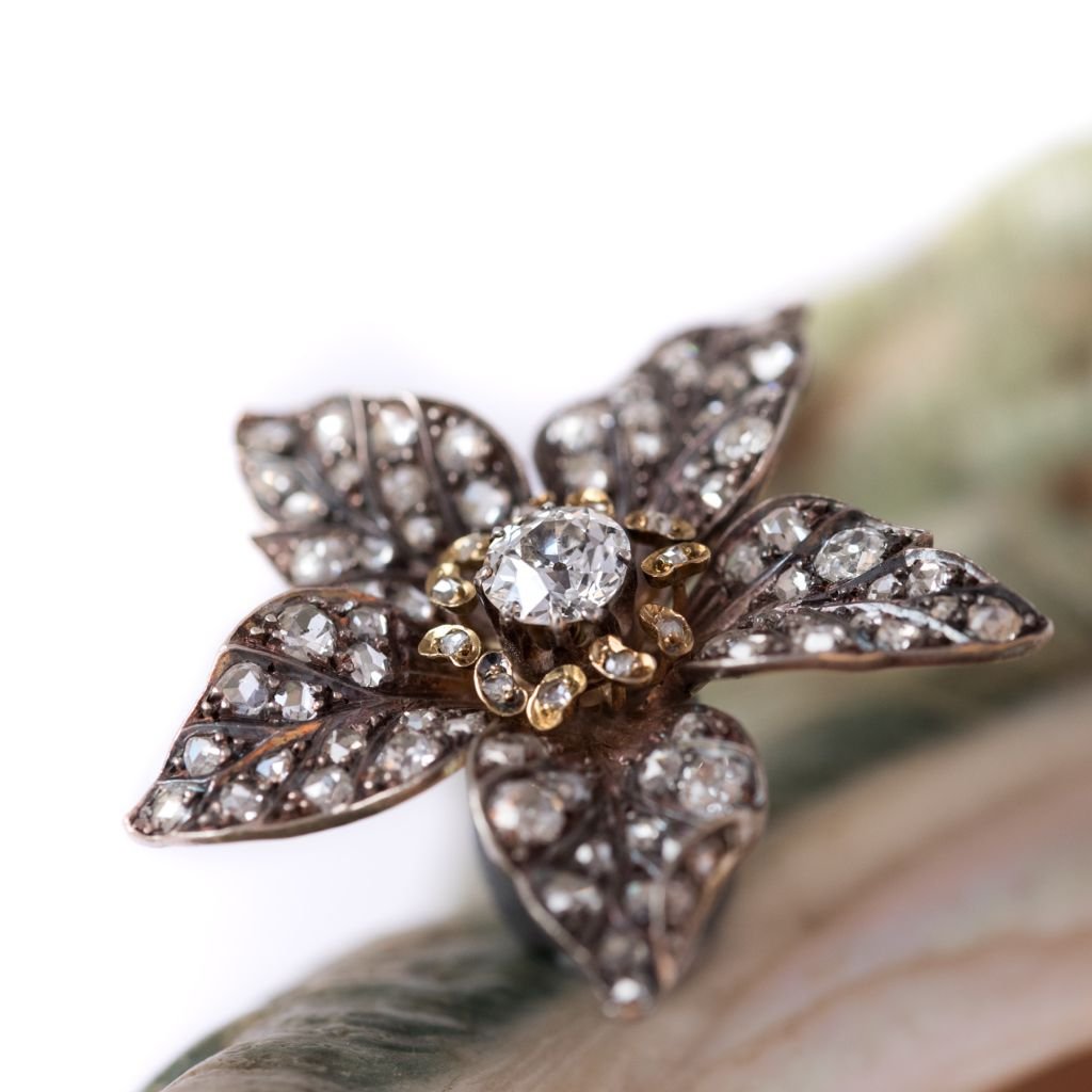 Pendentif ancien fleur diamants - Castafiore