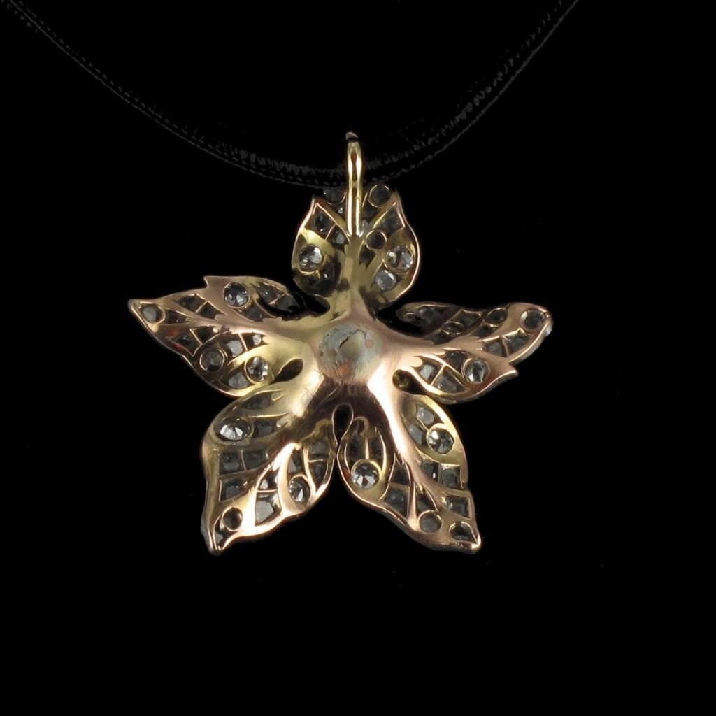 Pendentif ancien fleur diamants - Castafiore