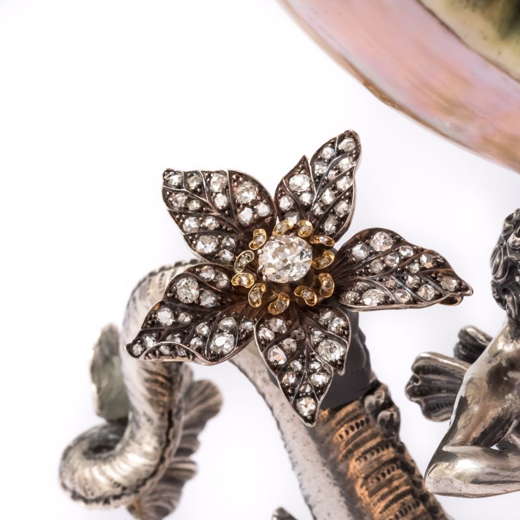 Pendentif ancien fleur diamants - Castafiore