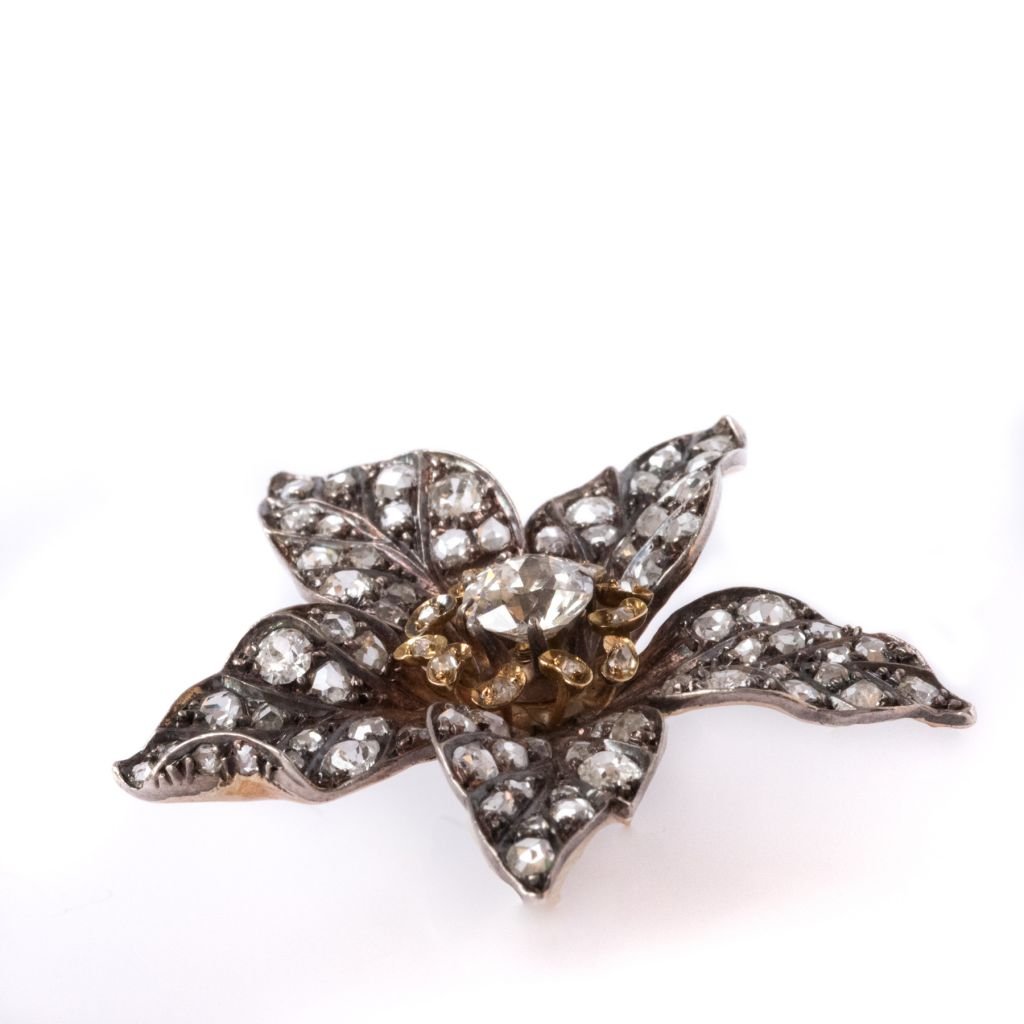 Pendentif ancien fleur diamants - Castafiore