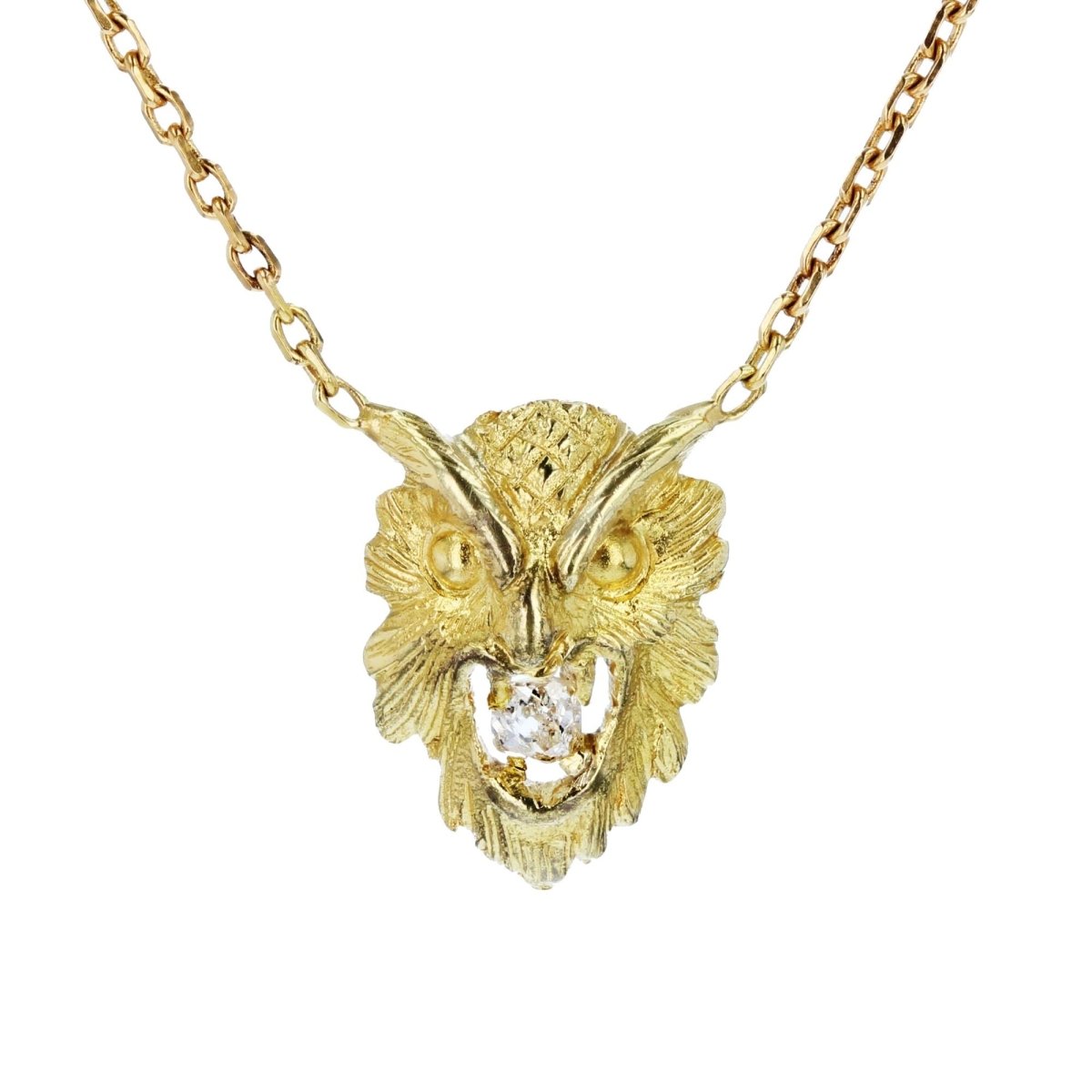 Pendentif ancien hibou et son diamant - Castafiore