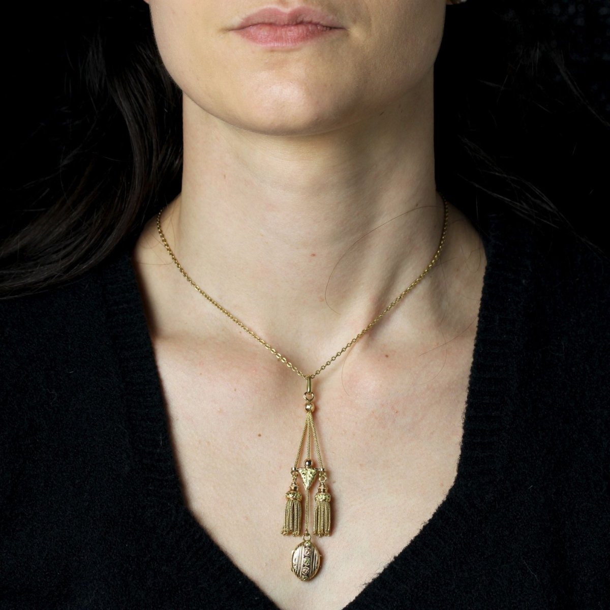 Pendentif ANCIEN Médaillon en or rose et or vert - Castafiore