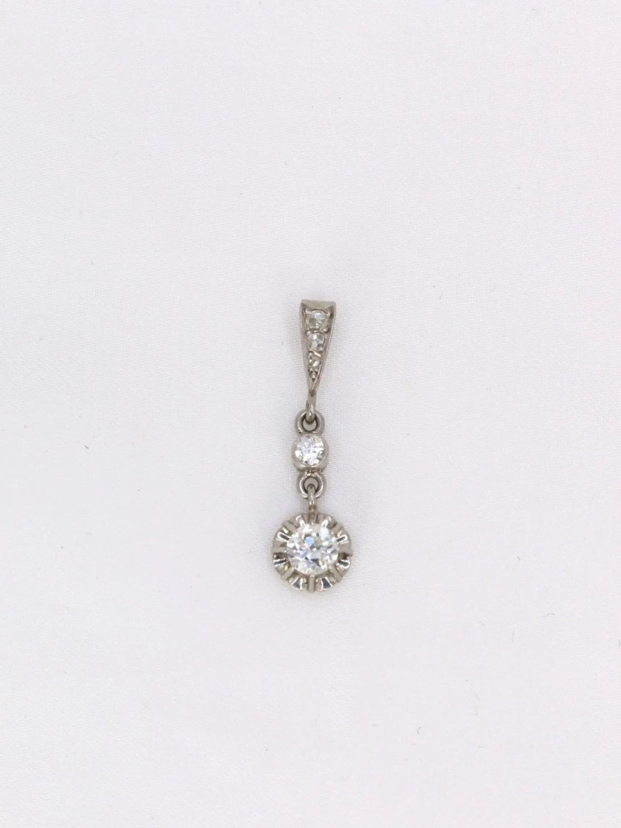 Pendentif ancien platine diamants 0,34 ct - Castafiore