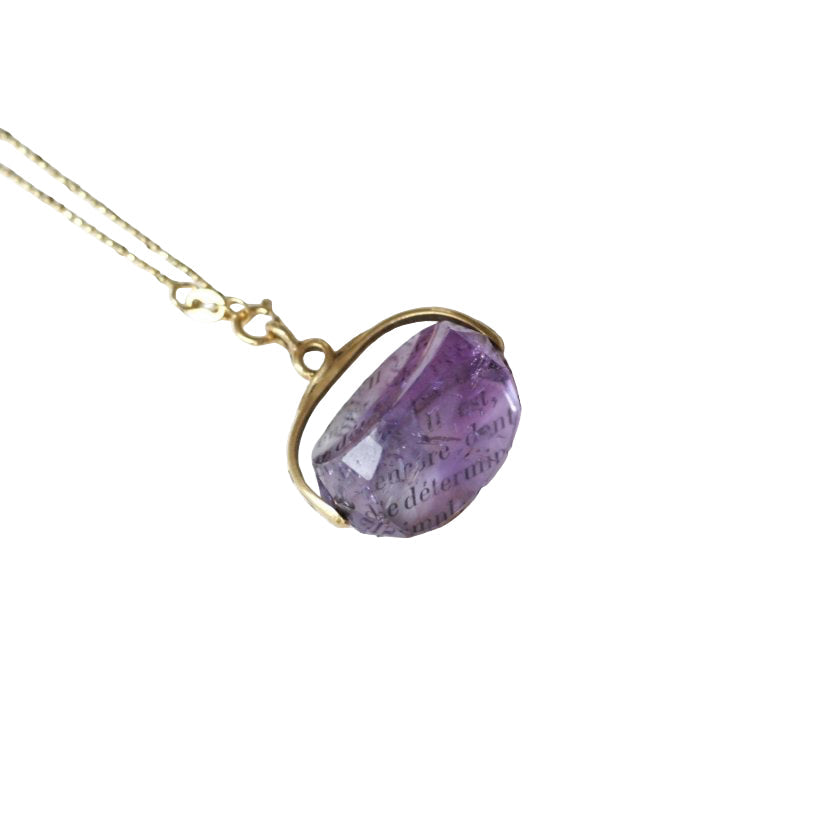 Pendentif ANCIEN Sceau pivotant en or jaune et améthyste - Castafiore