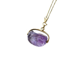 Pendentif ANCIEN Sceau pivotant en or jaune et améthyste - Castafiore