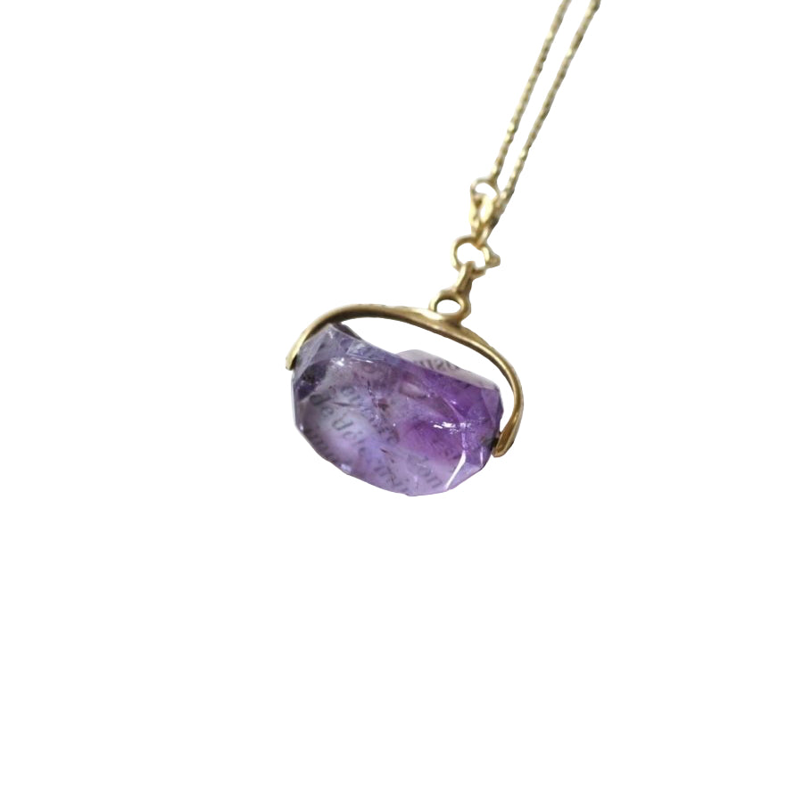 Pendentif ANCIEN Sceau pivotant en or jaune et améthyste - Castafiore