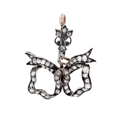 Pendentif ANCIEN Transformable en or rose et argent avec diamants - Castafiore