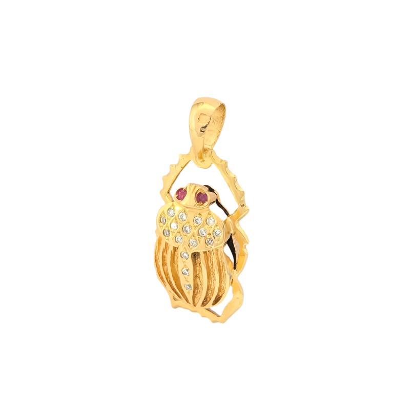 Pendentif animalier en or jaune, rubis et diamant - Castafiore