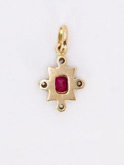 Pendentif Art Deco or jaune diamants rubis - Castafiore