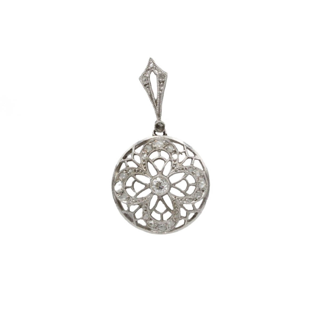 Pendentif Art - déco - Platine et diamants - Castafiore