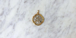 Pendentif Art Nouveau Gui Or jaune Perles et Diamants - Castafiore