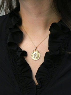 Pendentif Art - Nouveau lettre R or jaune - Castafiore