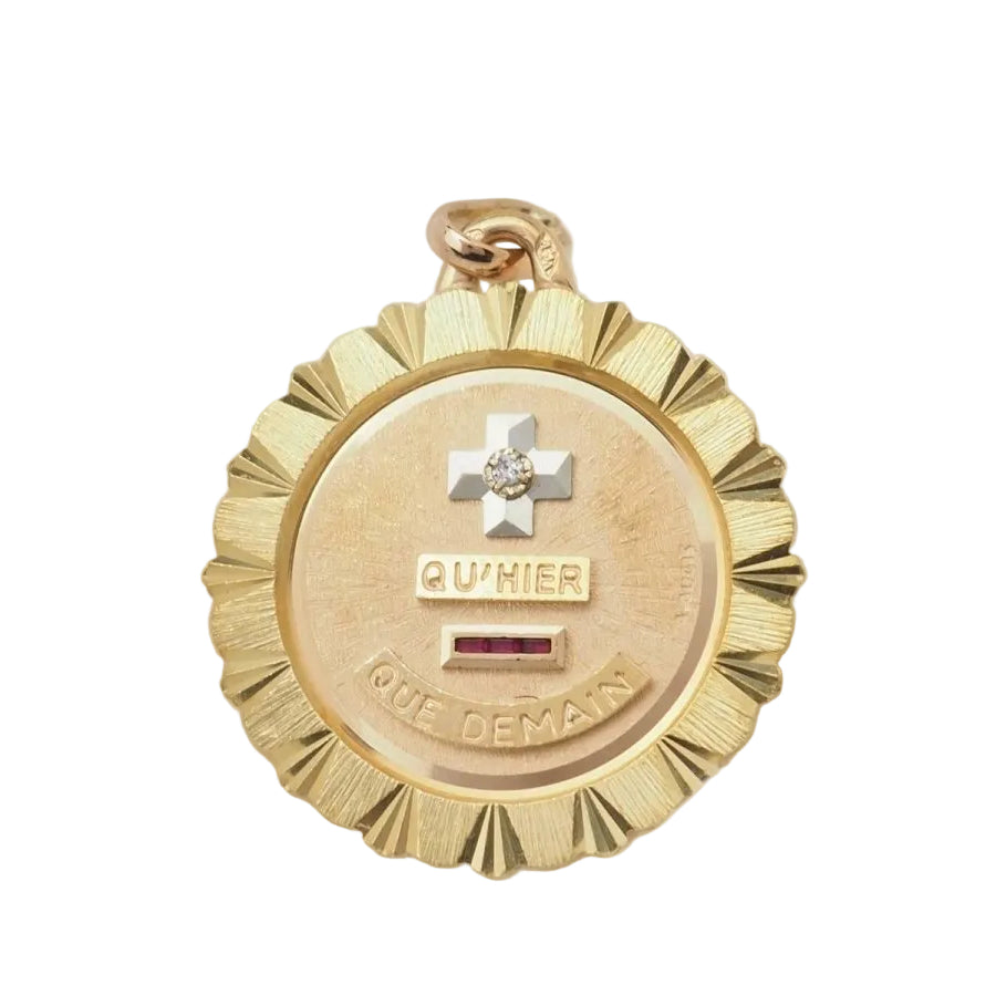 Pendentif Augis en or jaune, rubis et diamant - Castafiore