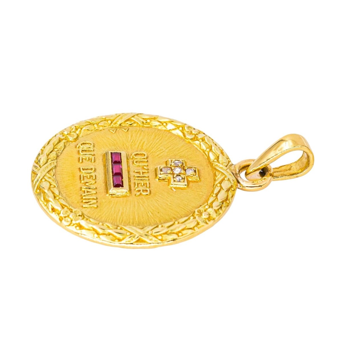 Pendentif AUGIS en or jaune, rubis et diamants - Castafiore