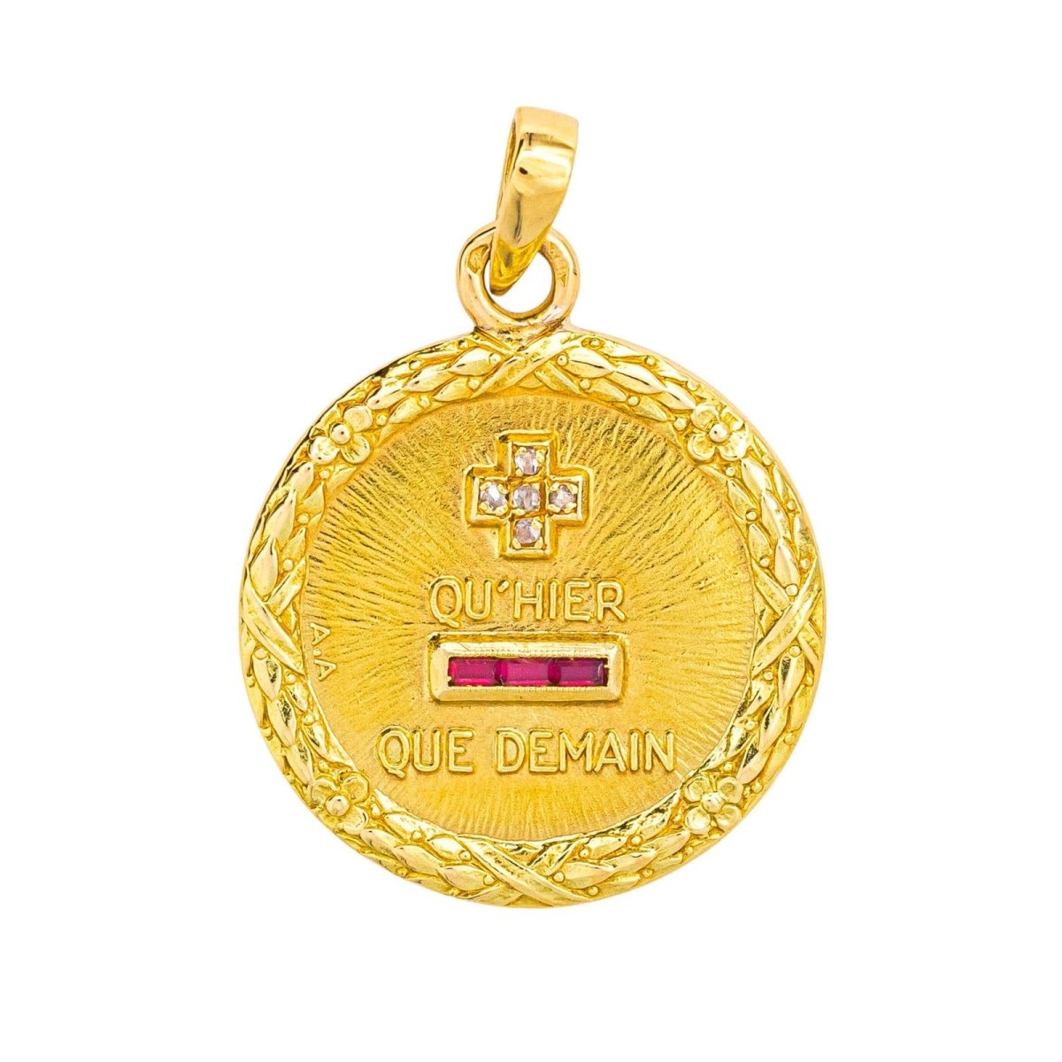 Pendentif AUGIS en or jaune, rubis et diamants - Castafiore