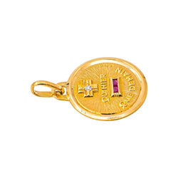 Pendentif AUGIS "La médaille d'amour Mini' en or jaune, rubis et diamant - Castafiore
