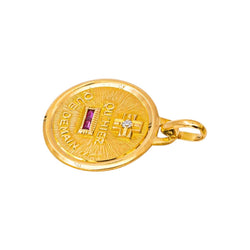 Pendentif AUGIS "La médaille d'amour Mini' en or jaune, rubis et diamant - Castafiore